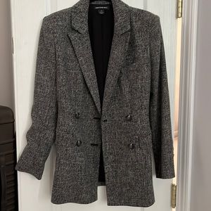 Something navy black and white blazer